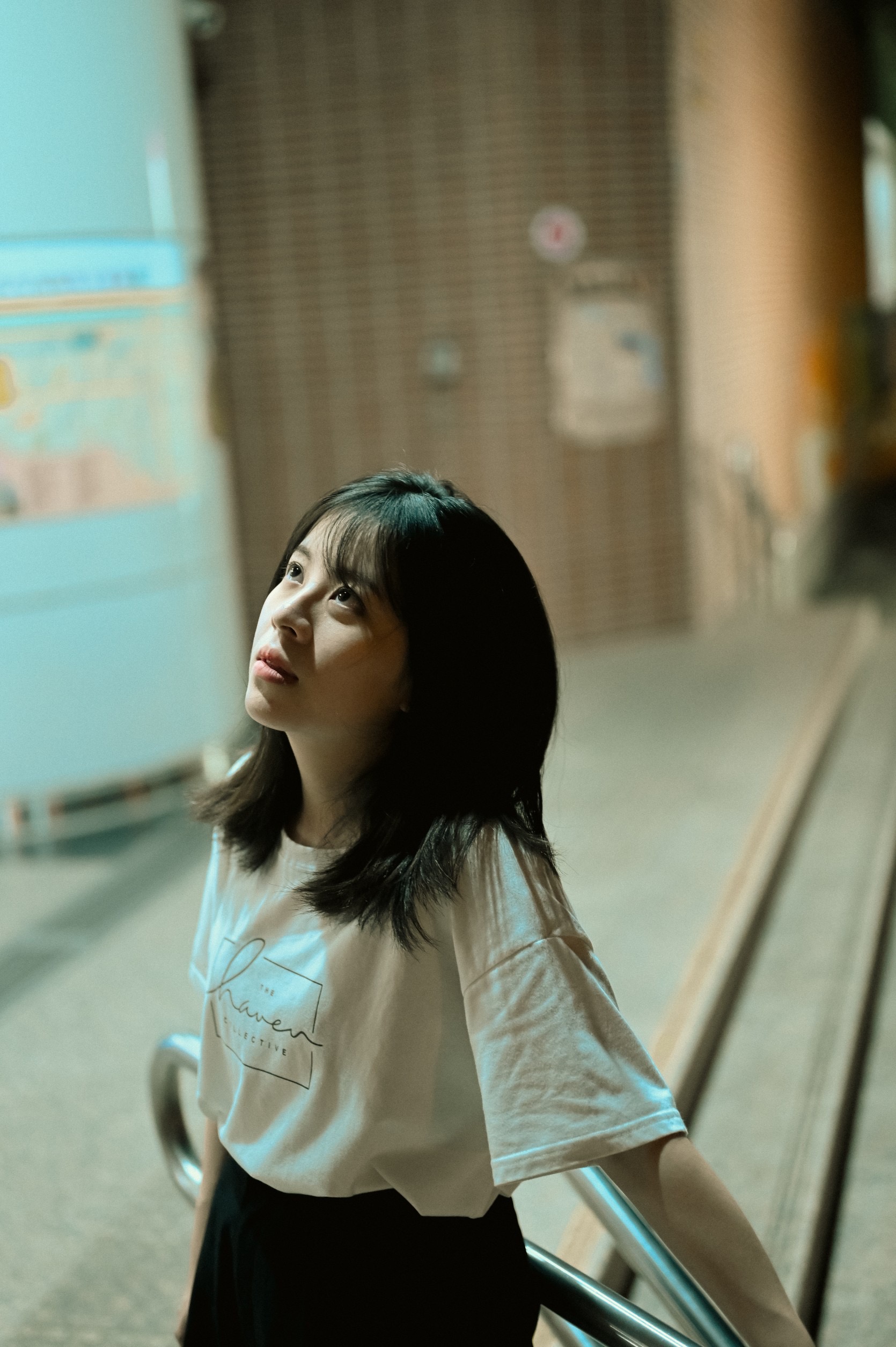 Looking up at night on a street